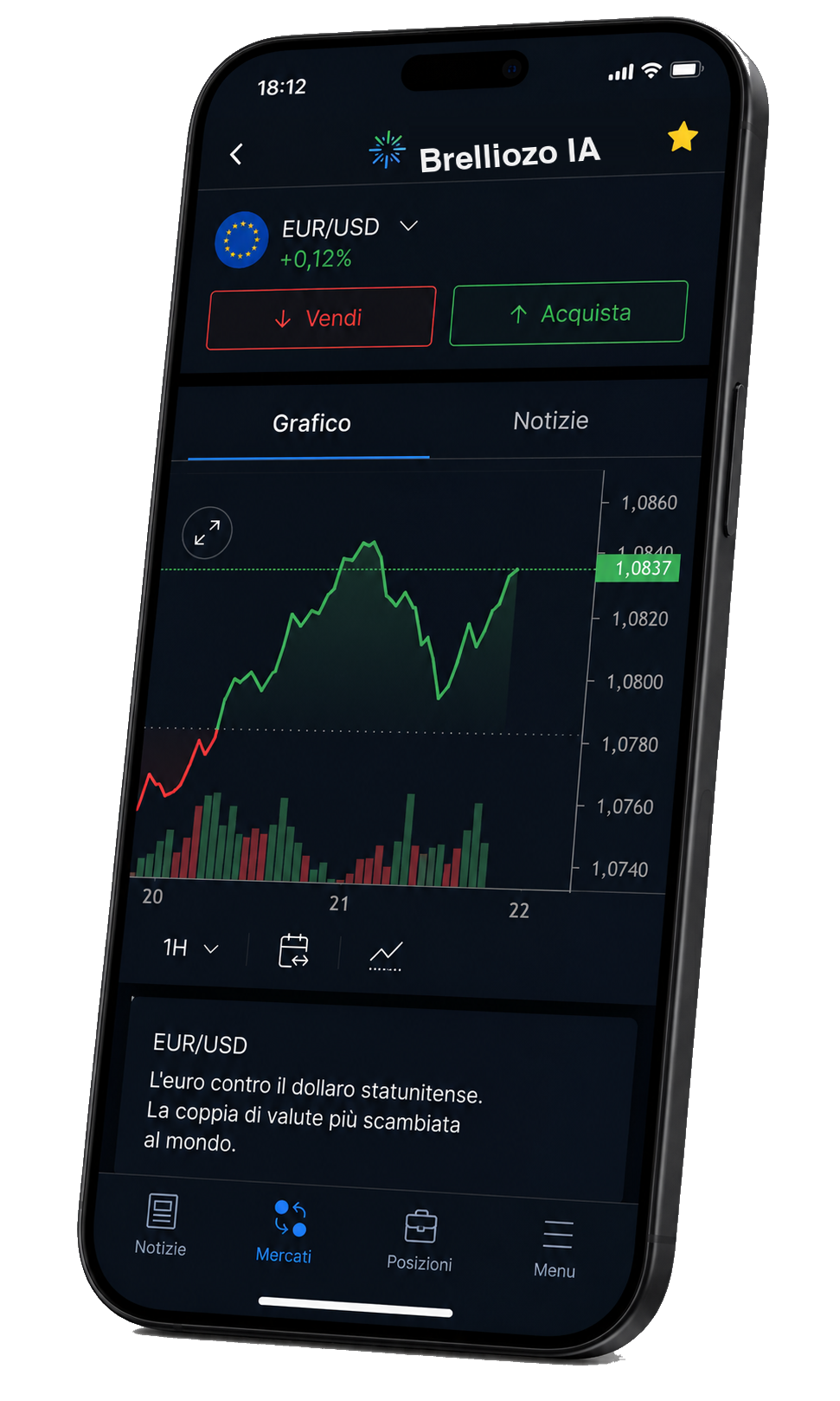 L'app Brelliozo IA sullo smartphone